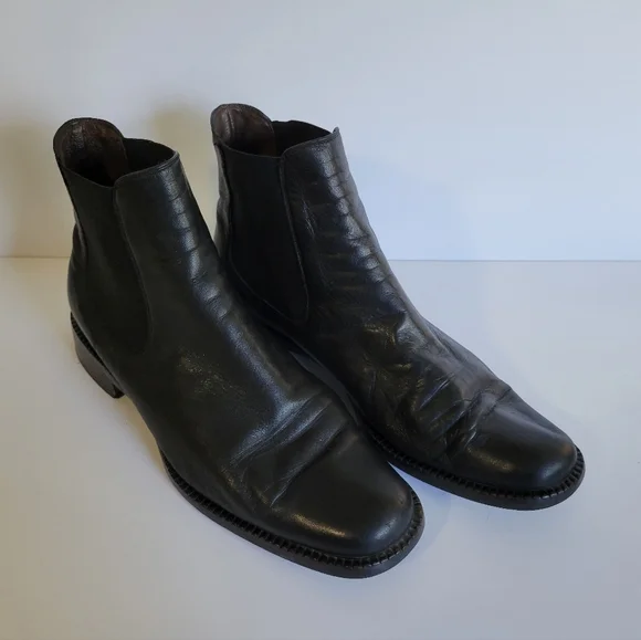 Vintage Hugo Buscati Black Leather Chelsea Boots Women's Size 10 - Picture 2 of 13